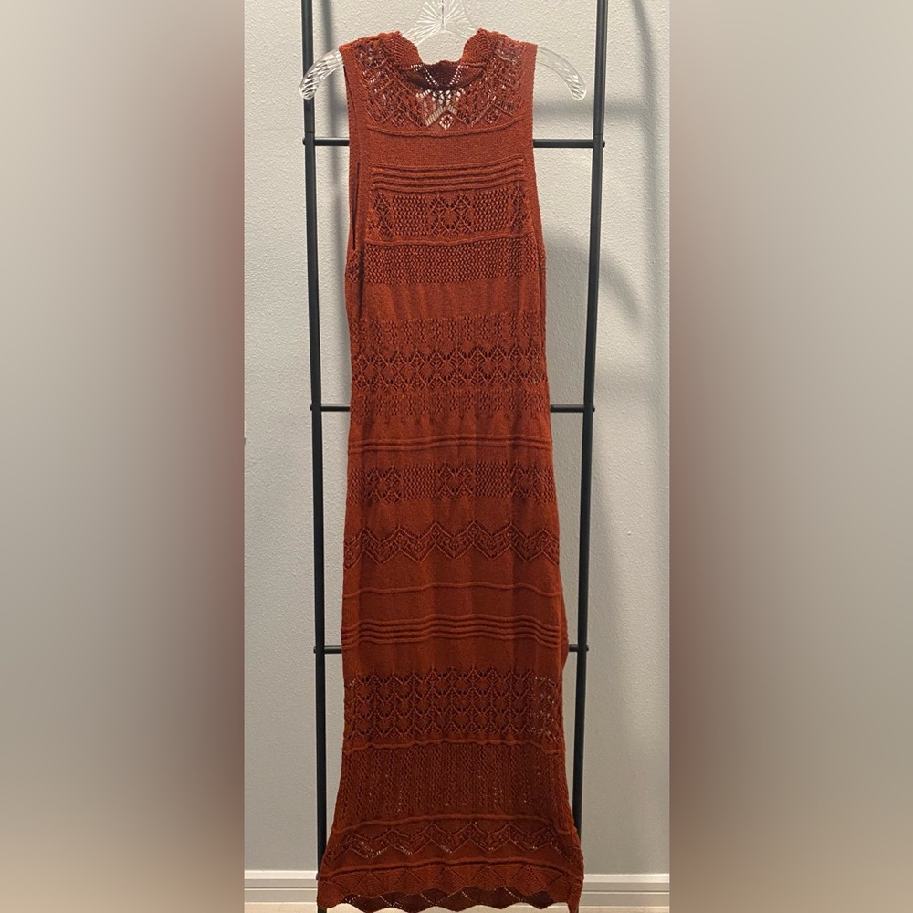 Anthropologie Terracotta Knit Maxi Dress.